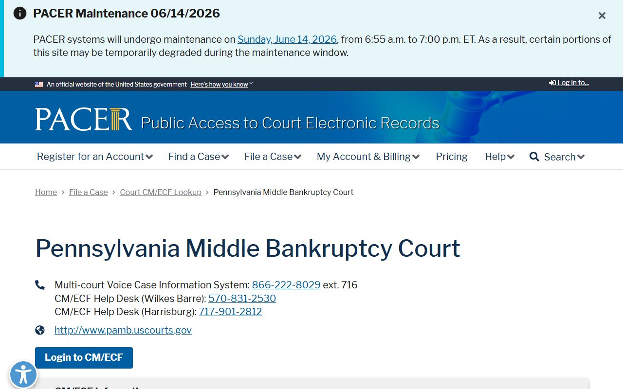 Snyder County Clerk of Courts bankruptcy PACER source