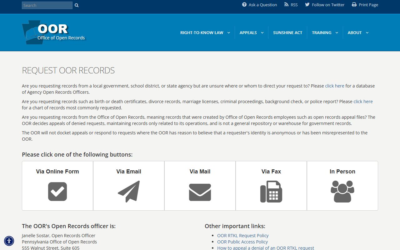 Snyder County Clerk of Courts records and Pennsylvania request form source