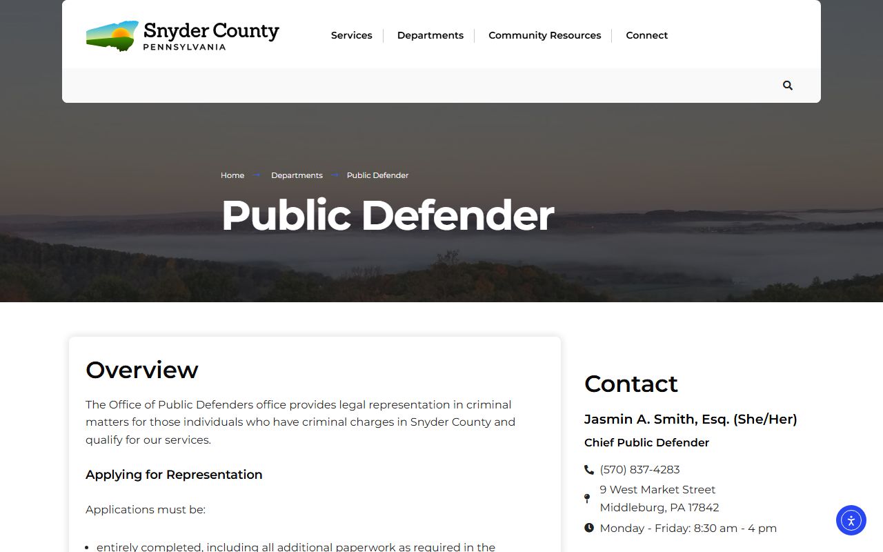 Snyder County Public Defender official page