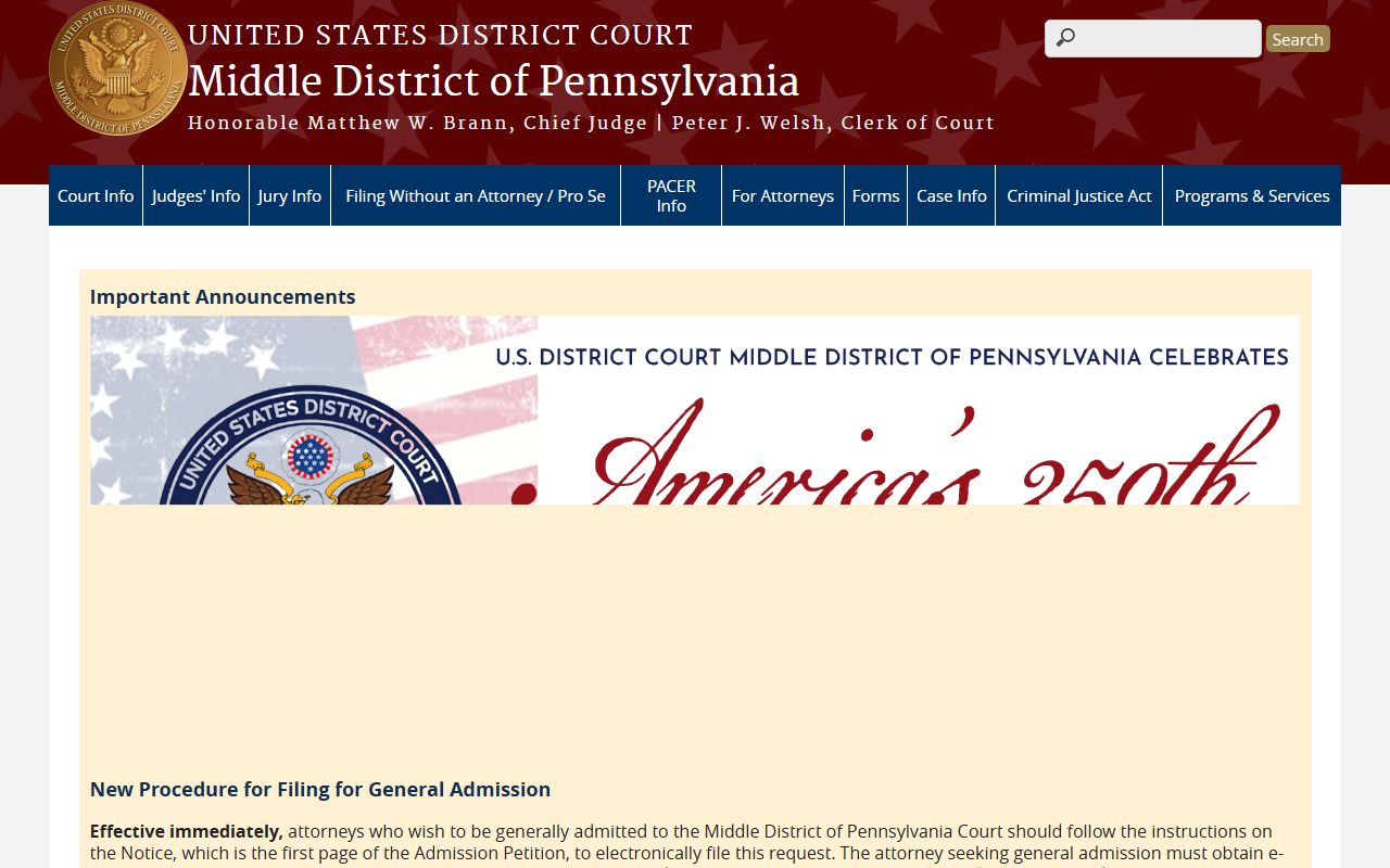 Snyder County Court of Common Pleas and Middle District federal court source