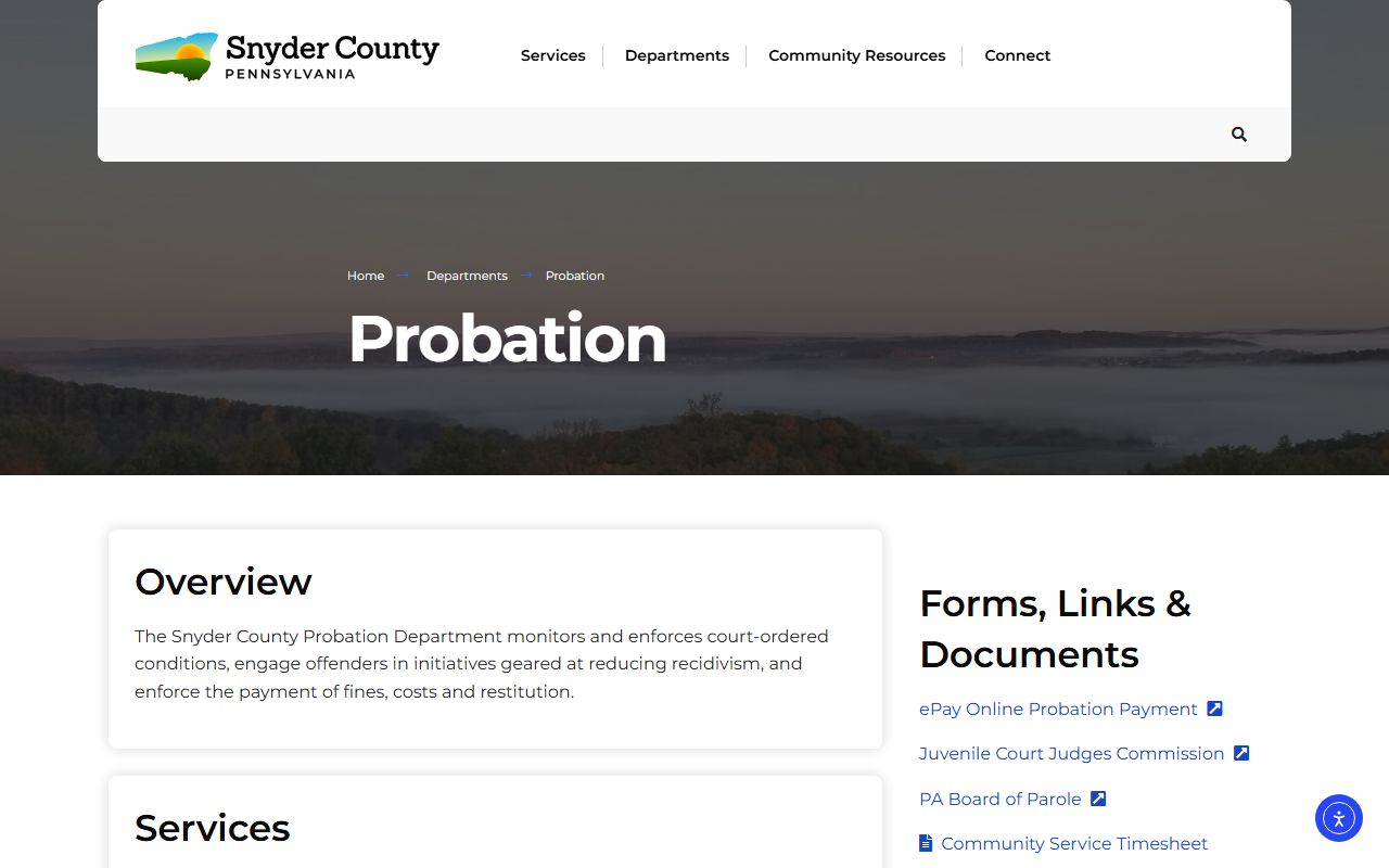 Snyder County Probation official page