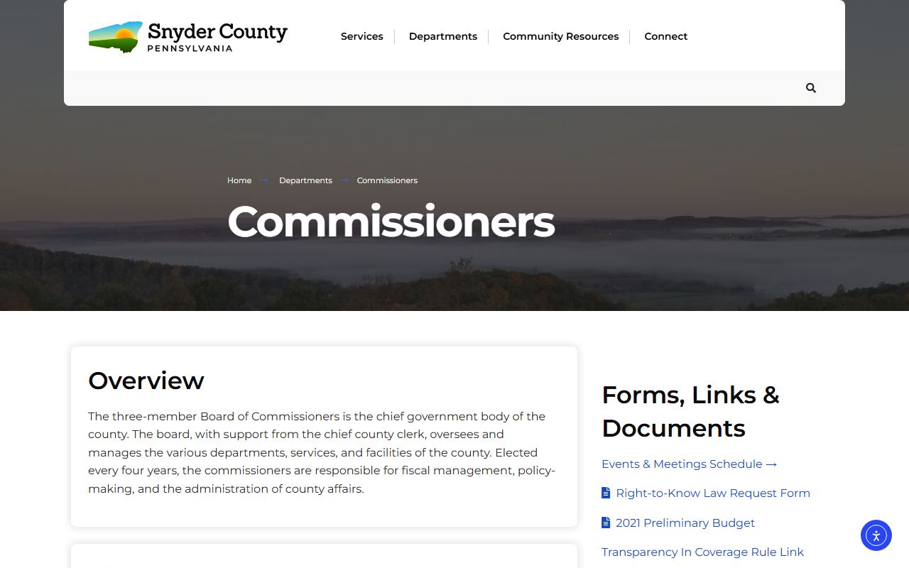 Snyder County court records Commissioners Right-to-Know page