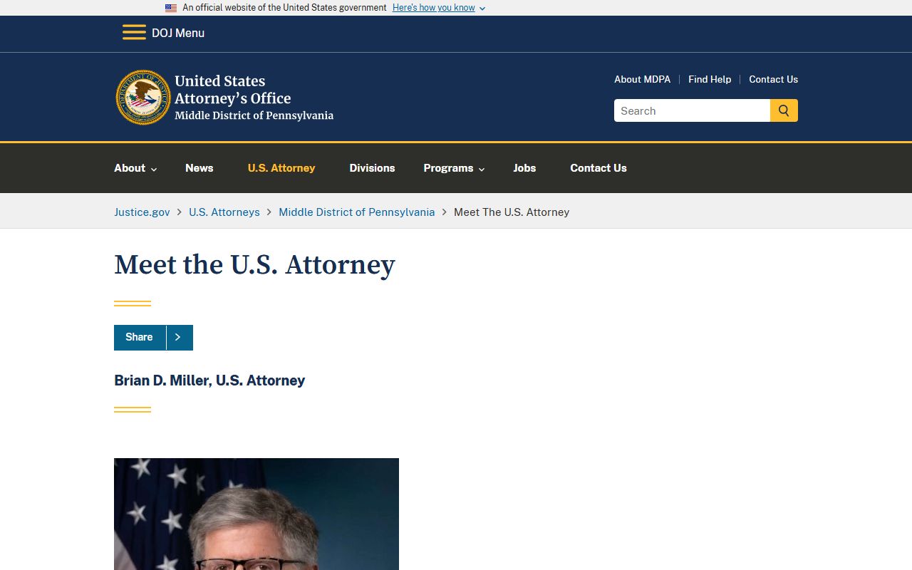 Snyder County court records U.S. Attorney Middle District page